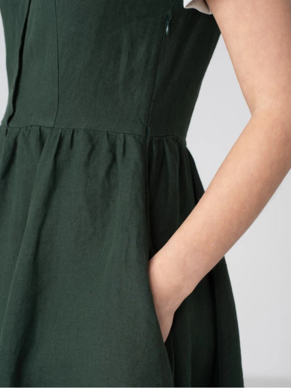 Son de Flor Short Sleeve Peter Pan Collar Linen Dress - Picture 13 of 14